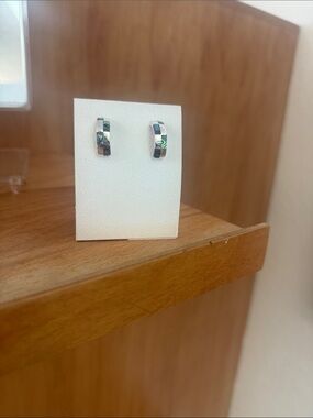Sterling Silver and abalone Hoop Huggie Earrings - Women's Jewelry